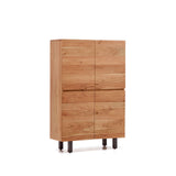 4-türiges Highboard Uxue aus massivem Akazienholz mit gebleichtem Finish und schwarzem Stahl 100 x 155 cm von Kave Home – Bild 6