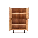 4-türiges Highboard Uxue aus massivem Akazienholz mit gebleichtem Finish und schwarzem Stahl 100 x 155 cm von Kave Home – Bild 7