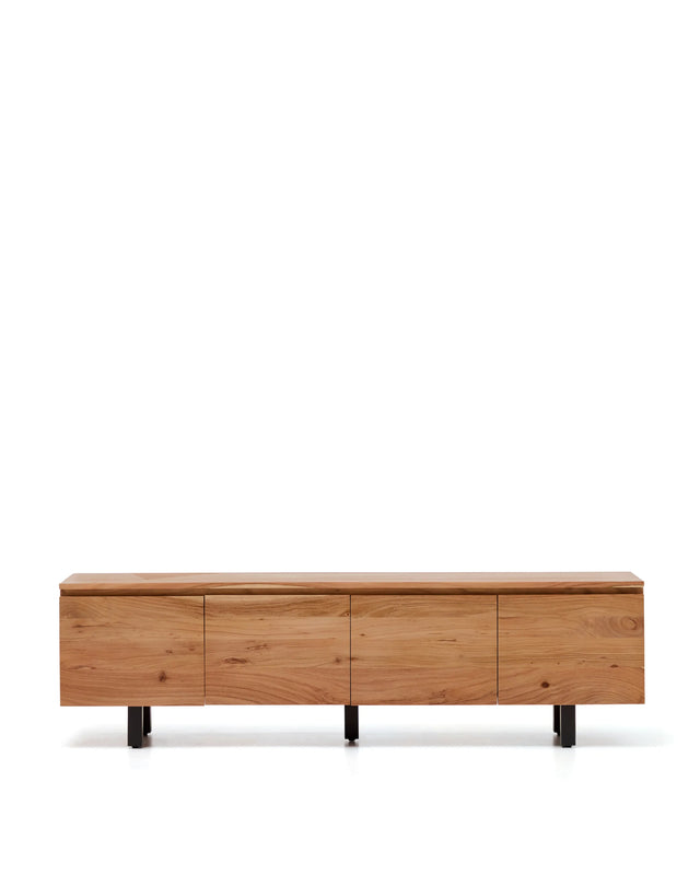 4-türiges TV-Möbel Uxue aus massivem Akazienholz mit gebleichtem Finish 200 x 58 cm von Kave Home – Produktbild 1