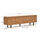 4-türiges TV-Möbel Uxue aus massivem Akazienholz mit gebleichtem Finish 200 x 58 cm - ZEN ZONE Furniture
