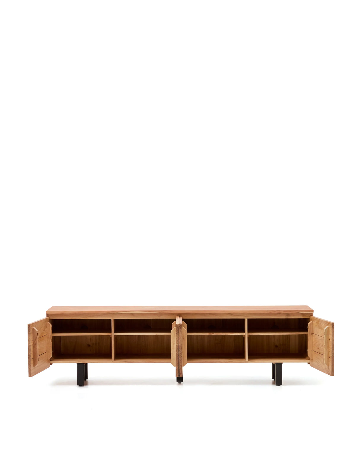 4-türiges TV-Möbel Uxue aus massivem Akazienholz mit gebleichtem Finish 200 x 58 cm von Kave Home – Produktbild 7