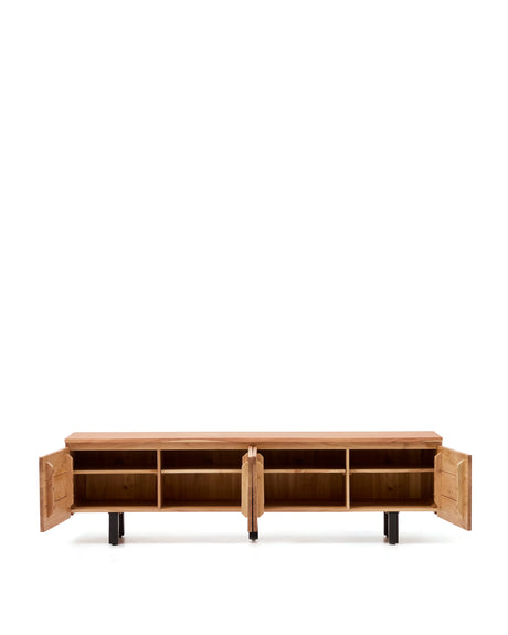 4-türiges TV-Möbel Uxue aus massivem Akazienholz mit gebleichtem Finish 200 x 58 cm von Kave Home – Produktbild 7