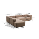 5-Sitzer-Ecksofa Blok mit Randmodul links in brauner Chenille, 255 x 320 cm, FSC Mix Credit von Kave Home – Bild 3