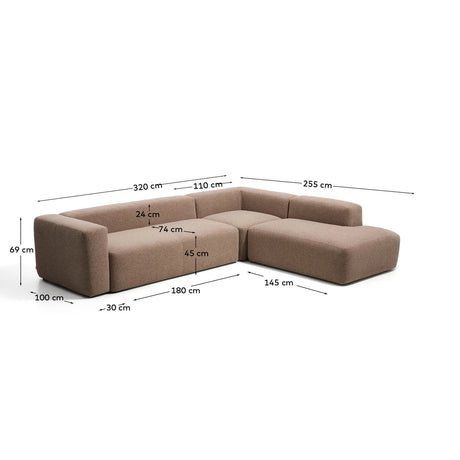 5-Sitzer-Ecksofa Blok mit Randmodul links in brauner Chenille, 320 x 255 cm, FSC Mix Credit von Kave Home – Bild 3