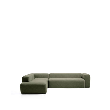 5-Sitzer-Ecksofa Blok mit Randmodul links in moosgrüner Chenille, 255 x 320 cm, FSC Mix Credit von Kave Home – Bild 1