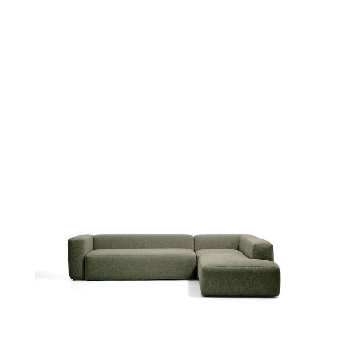 5-Sitzer-Ecksofa Blok mit Randmodul links in moosgrüner Chenille, 320 x 255 cm, FSC Mix Credit von Kave Home – Bild 1