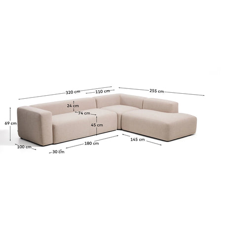 5-Sitzer-Ecksofa Blok mit Randmodul links in moosgrüner Chenille, 320 x 255 cm, FSC Mix Credit von Kave Home – Bild 3