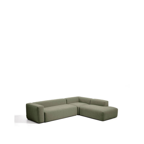 5-Sitzer-Ecksofa Blok mit Randmodul links in moosgrüner Chenille, 320 x 255 cm, FSC Mix Credit von Kave Home – Bild 4