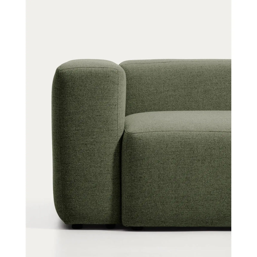 5-Sitzer-Ecksofa Blok mit Randmodul links in moosgrüner Chenille, 320 x 255 cm, FSC Mix Credit von Kave Home – Bild 6