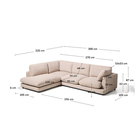 5-Sitzer-Ecksofa Gala mit Randmodul links aus Microbouclé oder Chenille, FSC Mix Credit, 225 x 300 cm von Kave Home – Bild 2