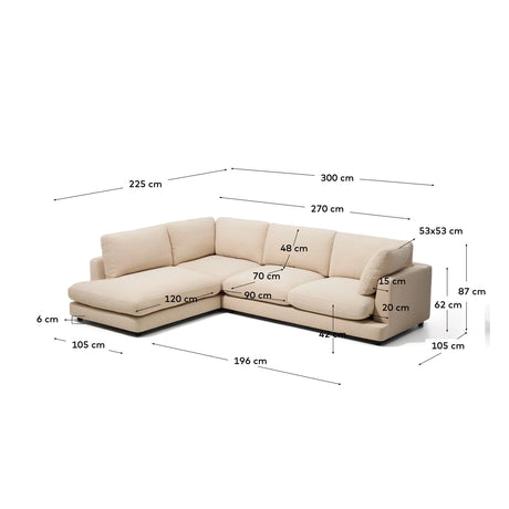 5-Sitzer-Ecksofa Gala mit Randmodul links aus beiger Chenille, FSC Mix Credit, 225 x 300 cm von Kave Home – Bild 2