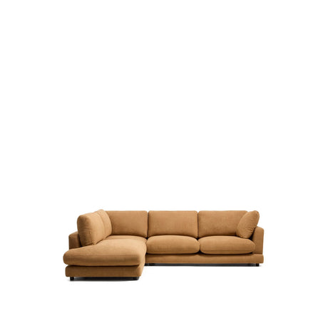 5-Sitzer-Ecksofa Gala mit Randmodul links aus senfgelbem Microbouclé, FSC Mix Credit, 225 x 300 cm von Kave Home – Bild 1