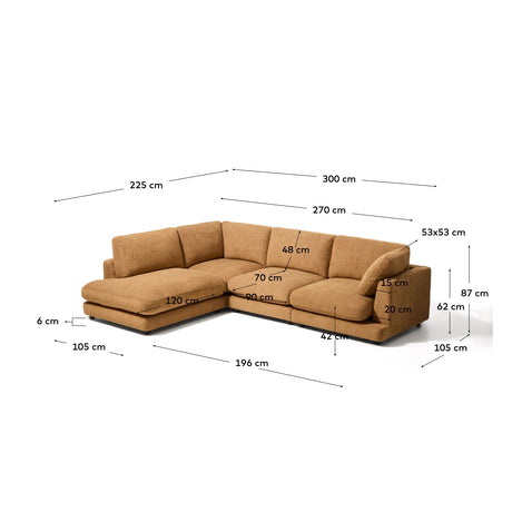 5-Sitzer-Ecksofa Gala mit Randmodul links aus senfgelbem Microbouclé, FSC Mix Credit, 225 x 300 cm von Kave Home – Bild 2