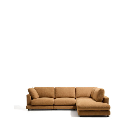 5-Sitzer-Ecksofa Gala mit Randmodul rechts aus senfgelbem Microbouclé, FSC Mix Credit, 300 x 225 cm von Kave Home – Bild 1