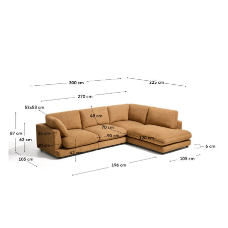 5-Sitzer-Ecksofa Gala mit Randmodul rechts aus senfgelbem Microbouclé, FSC Mix Credit, 300 x 225 cm von Kave Home – Bild 2