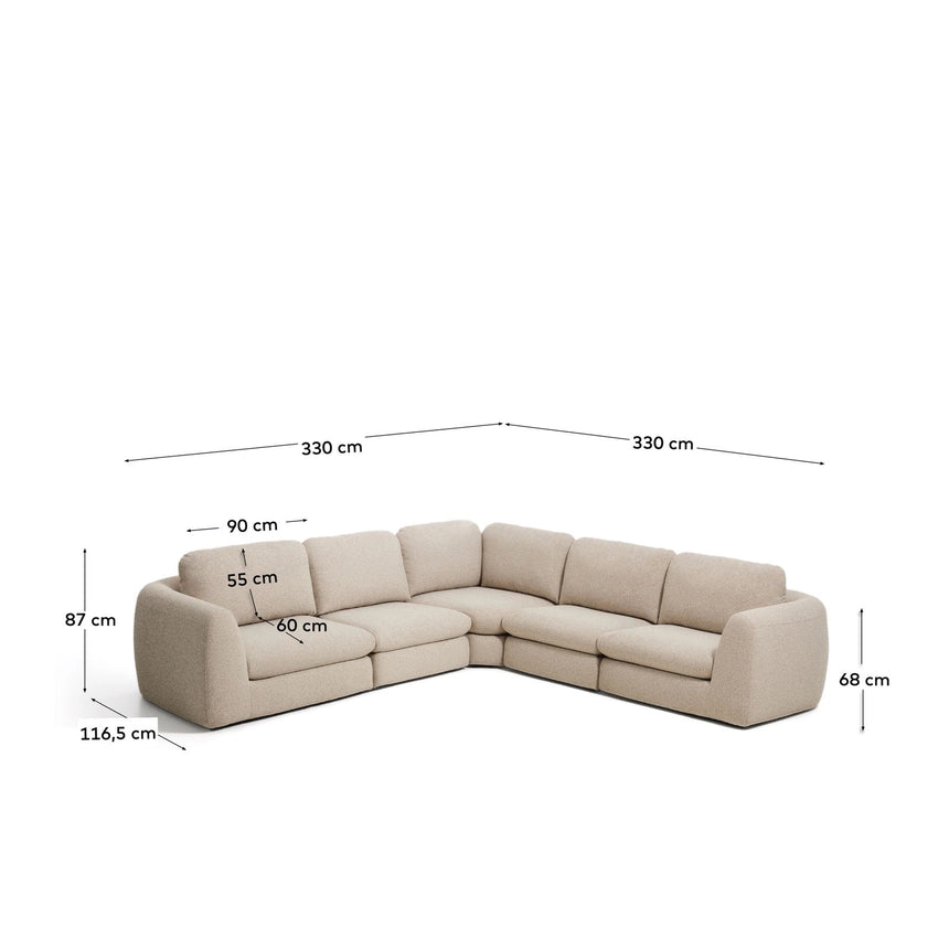 5-Sitzer Ecksofa Vera in Beige, 330 x 330 cm, FSC Mix Credit von Kave Home – Bild 3