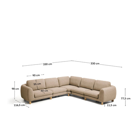 5-Sitzer Ecksofa Vera mit Beinen aus massivem Eschenholz mit natürlichem Finish, 330 x 330 cm, FSC Mix Credit von Kave Home – Bild 3