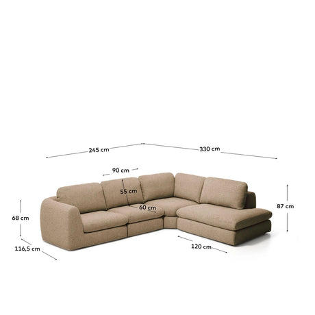 5-Sitzer Ecksofa Vera mit Randmodul rechts, 330 x 245 cm, FSC Mix Credit von Kave Home – Bild 3