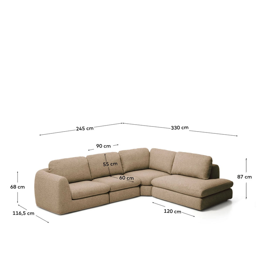 5-Sitzer Ecksofa Vera mit Randmodul rechts, 330 x 245 cm, FSC Mix Credit von Kave Home – Bild 3