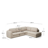 5-Sitzer Ecksofa Vera mit Randmodul rechts in Beige, 330 x 245 cm, FSC Mix Credit von Kave Home – Bild 3
