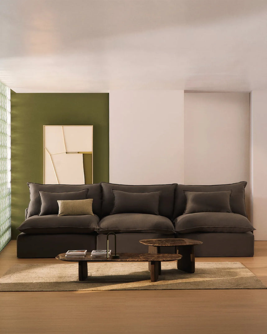 5-Sitzer-Modularsofa Anarela mit abnehmbarem Bezug aus 100 % Leinen in Taupe, 330 cm, FSC Mix Credit von Kave Home – Bild 3