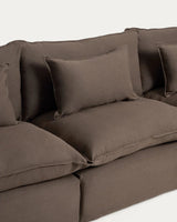 5-Sitzer-Modularsofa Anarela mit abnehmbarem Bezug aus 100 % Leinen in Taupe, 330 cm, FSC Mix Credit von Kave Home – Bild 6