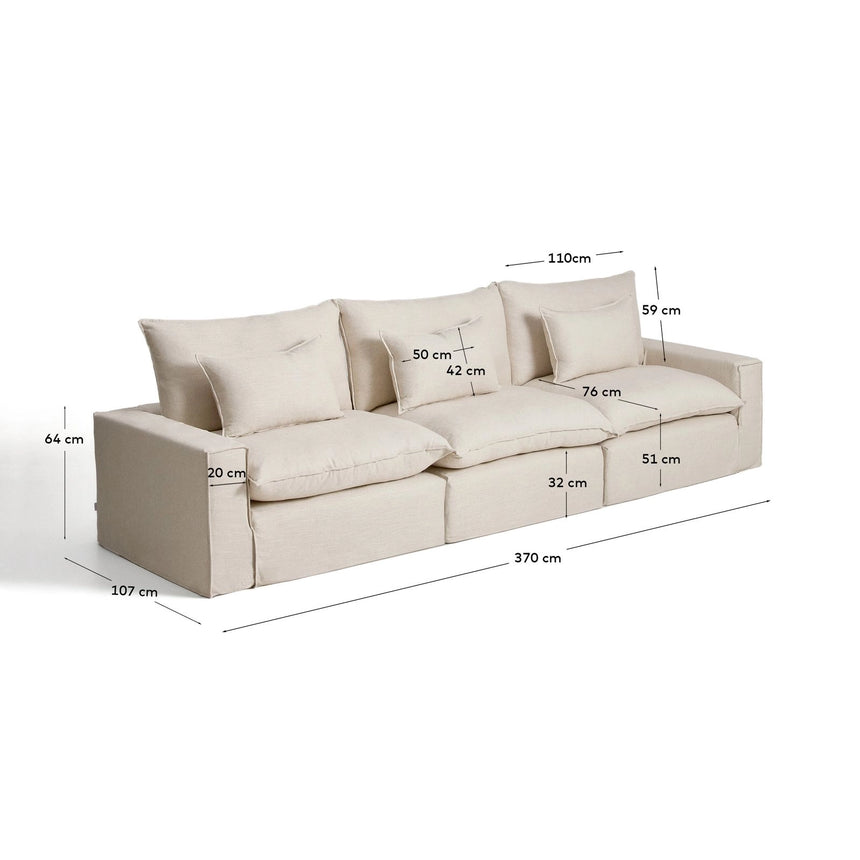5-Sitzer-Modularsofa Anarela mit abnehmbarem Bezug aus Leinen und Viskose, 370 cm, FSC Mix Credit von Kave Home – Bild 3