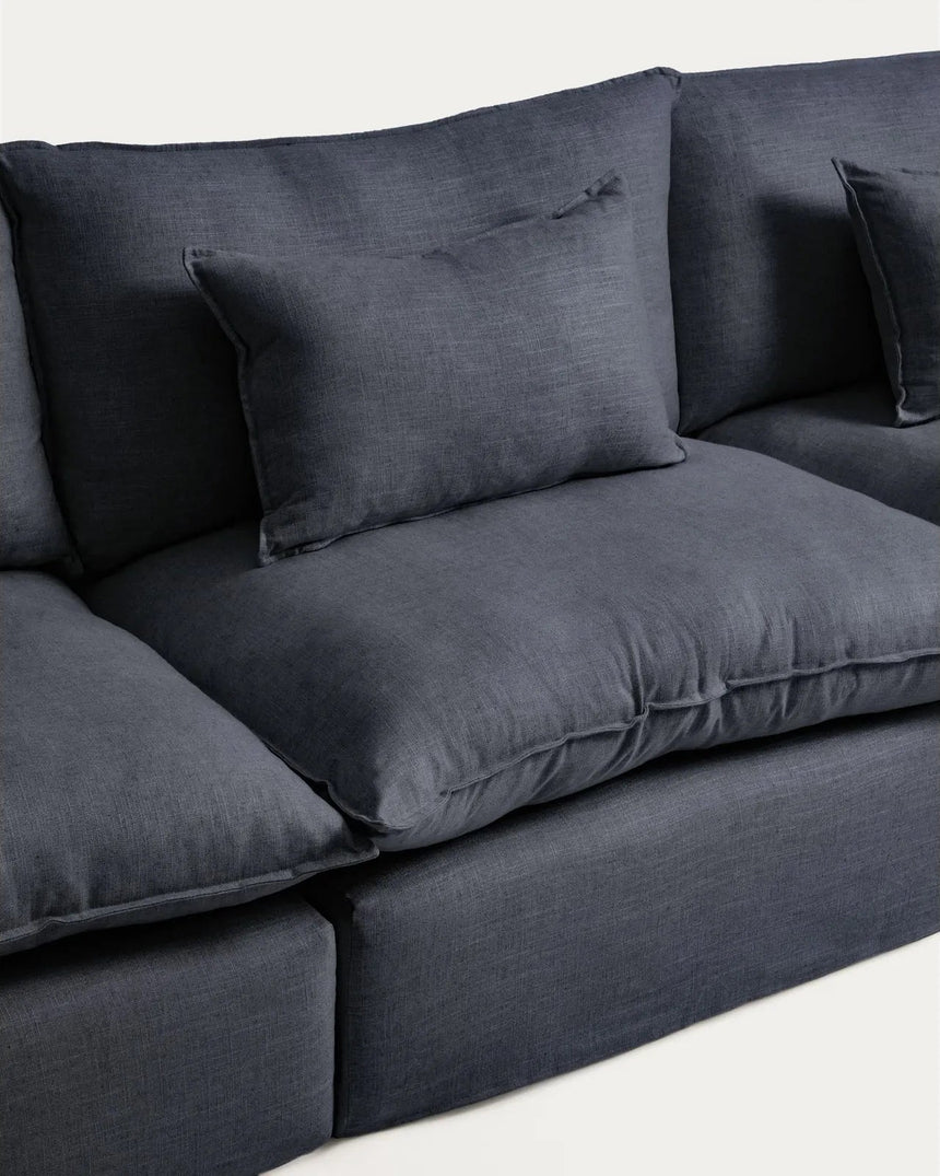 5-Sitzer-Modularsofa Anarela mit abnehmbarem Bezug aus Leinen und Viskose in Dunkelgrau, 330 cm, FSC Mix Credit von Kave Home – Bild 5