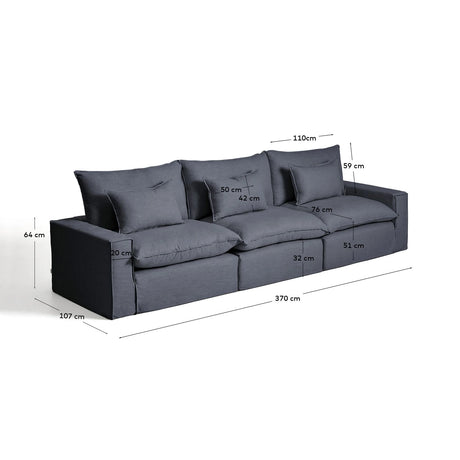 5-Sitzer-Modularsofa Anarela mit abnehmbarem Bezug aus Leinen und Viskose in Dunkelgrau, 370 cm, FSC Mix Credit von Kave Home – Bild 2