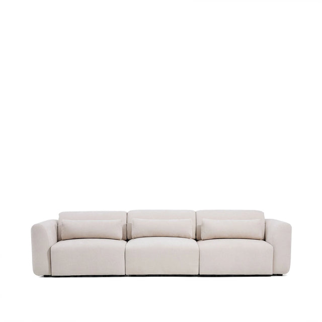 5-Sitzer-Sofa Lares mit elektrisch ausfahrbaren Sitzen und verstellbarer Kopfstütze in beiger Chenille, 335 cm von Kave Home – Produktbild 1