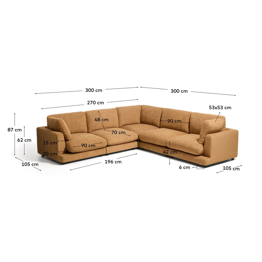 6-Sitzer-Ecksofa Gala aus senfgelbem Microbouclé, FSC Mix Credit, 300 x 300 cm von Kave Home – Bild 2
