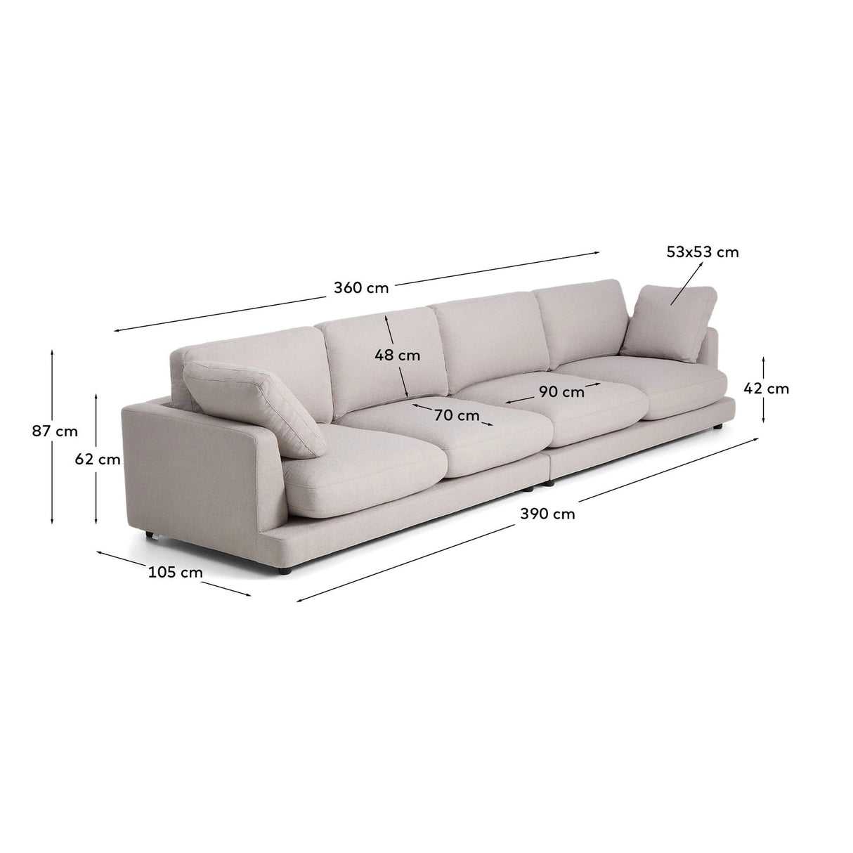 6-Sitzer-Sofa Gala aus grauem Micro-Bouclé FSC Mix Credit 390 cm von Kave Home – Produktbild 4