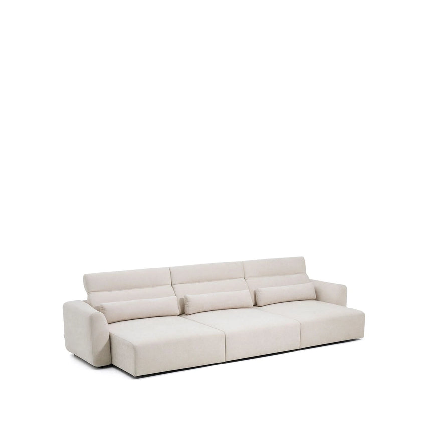 6-Sitzer-Sofa Lares mit elektrisch ausfahrbaren Sitzen und verstellbarer Kopfstütze in beiger Chenille, 410 cm von Kave Home – Produktbild 10