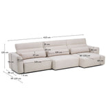 6-Sitzer-Sofa Lares mit elektrisch ausfahrbaren Sitzen und verstellbarer Kopfstütze in beiger Chenille, 410 cm von Kave Home – Produktbild 6