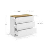 Abilen Kommode mit 3 Schubladen aus Eichenfurnier 90 x 75 cm von Kave Home – Bild 4