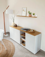 Abilen Sideboard 3 Türen aus Eichenfurnier und weisser Lackierung 180 x 75 cm FSC 100% von Kave Home – Bild 3