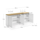Abilen Sideboard 3 Türen aus Eichenfurnier und weisser Lackierung 180 x 75 cm FSC 100% von Kave Home – Bild 5