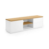 Abilen TV-Schrank 1 Türe 2 Schubladen Eichenfurnier weiße Lackierung 150 x 44 cm FSC 100% von Kave Home – Bild 1