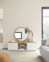 Abilen TV-Schrank 1 Türe 2 Schubladen Eichenfurnier weiße Lackierung 150 x 44 cm FSC 100% von Kave Home – Bild 2