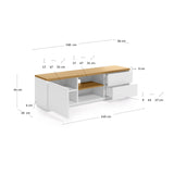 Abilen TV-Schrank 1 Türe 2 Schubladen Eichenfurnier weiße Lackierung 150 x 44 cm FSC 100% von Kave Home – Bild 4