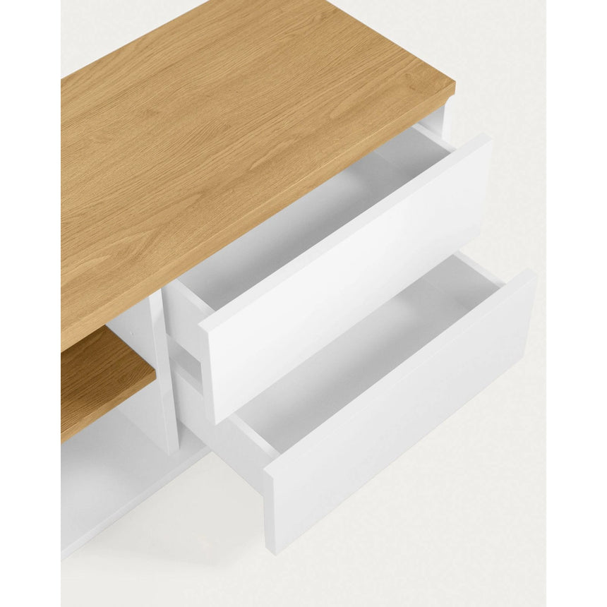 Abilen TV-Schrank 1 Türe 2 Schubladen Eichenfurnier weiße Lackierung 150 x 44 cm FSC 100% von Kave Home – Bild 6