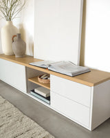 Abilen TV-Schrank 2 Türen 2 Schubladen Eichenfurnier weiße Lackierung 200 x 44 cm FSC 100% von Kave Home – Bild 4