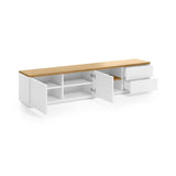 Abilen TV-Schrank 2 Türen 2 Schubladen Eichenfurnier weiße Lackierung 200 x 44 cm FSC 100% von Kave Home – Bild 6