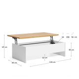 Abilen höhenverstellbarer Couchtisch aus Eichenfurnier 110 x 60 cm FSC 100% von Kave Home – Bild 3