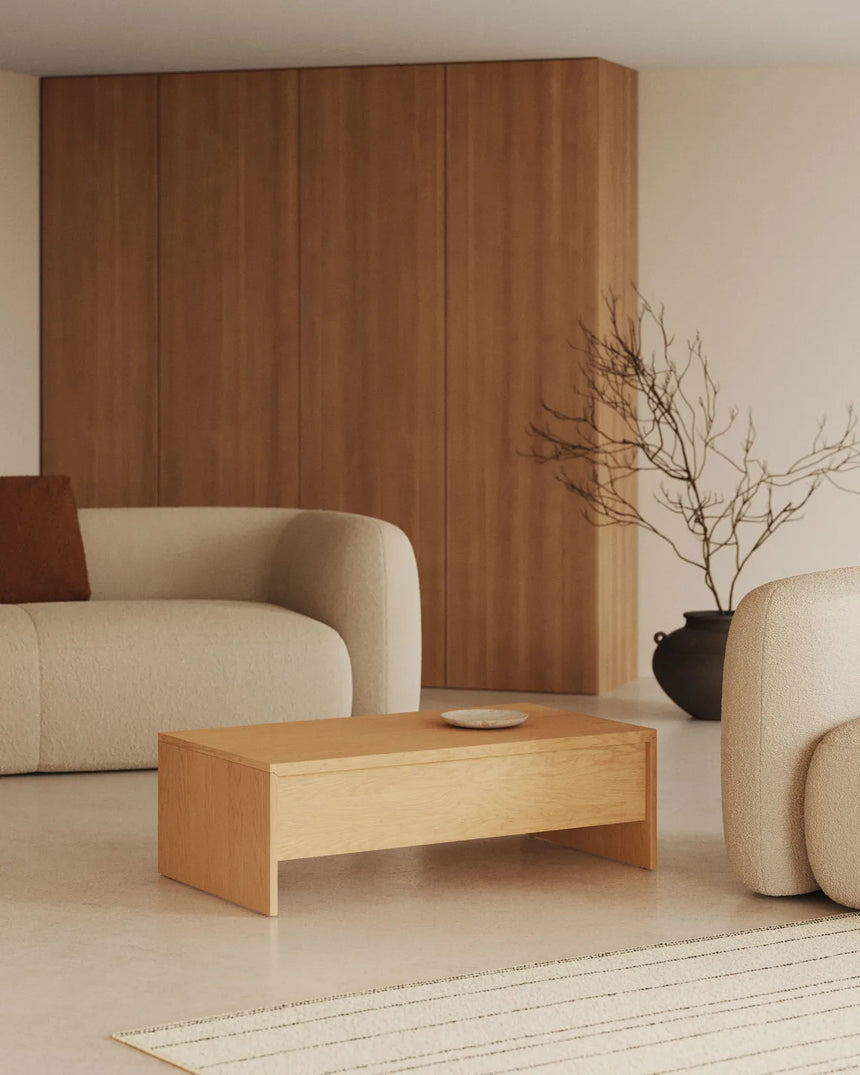 Abilen höhenverstellbarer Couchtisch aus Eichenfurnier 110 x 60 cm FSC 100% von Kave Home – Bild 2