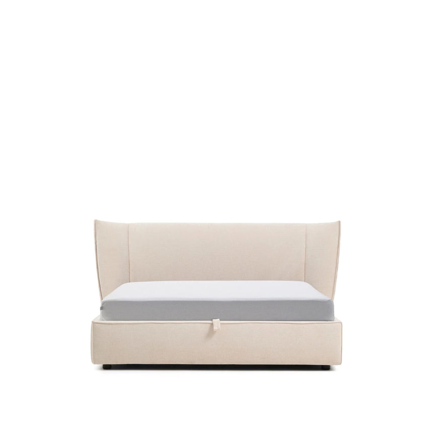 Abziehbares Bett Arvian aus beigefarbener Chenille mit Klappbettkasten für eine Matratze von 160 x 200 cm von Kave Home – Produktbild 1