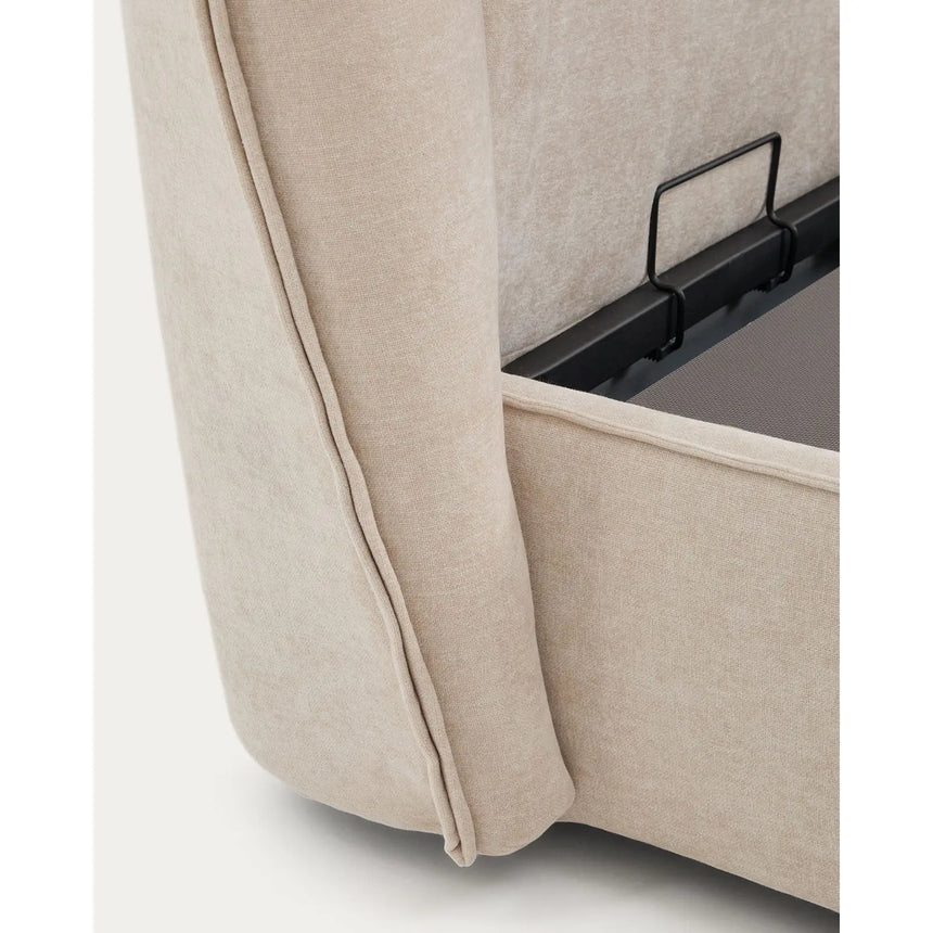 Abziehbares Bett Arvian aus beigefarbener Chenille mit Klappbettkasten für eine Matratze von 160 x 200 cm von Kave Home – Produktbild 12