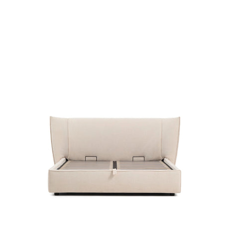Abziehbares Bett Arvian aus beigefarbener Chenille mit Klappbettkasten für eine Matratze von 160 x 200 cm von Kave Home – Produktbild 5