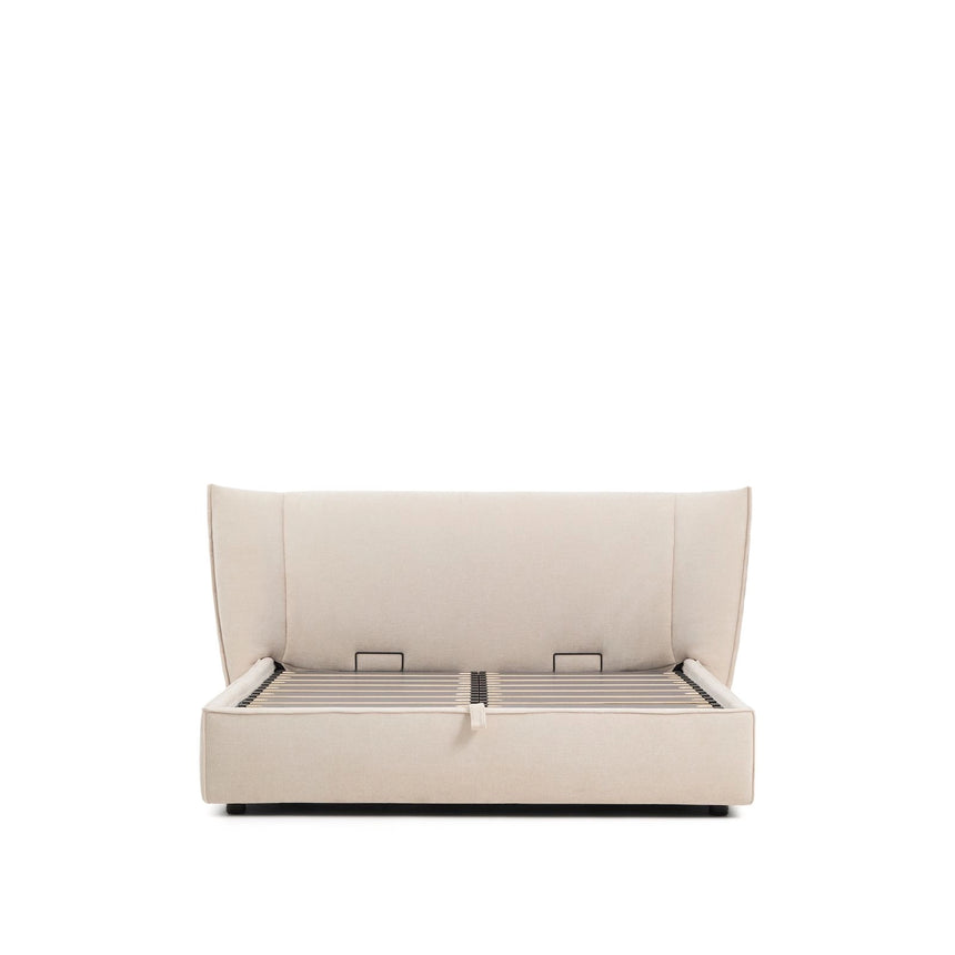 Abziehbares Bett Arvian aus beigefarbener Chenille mit Klappbettkasten für eine Matratze von 160 x 200 cm von Kave Home – Produktbild 5