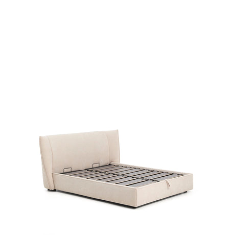Abziehbares Bett Arvian aus beigefarbener Chenille mit Klappbettkasten für eine Matratze von 160 x 200 cm von Kave Home – Produktbild 6